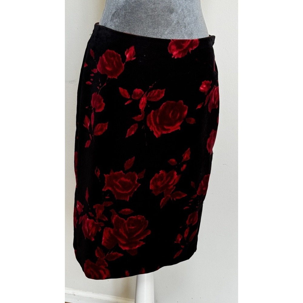 Talbots Skirt 6 Velvet Roses Floral Lined Coquette Old Money Whimsigoth Classic‎ - Picture 3 of 14